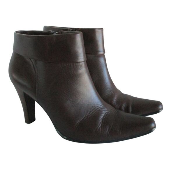 Worthington Women's Brown Side Zip High Heel Ankle Boots Size 8M - Picture 1 of 9